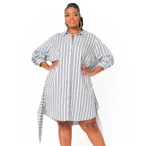 Plus Size Lace Trim Wrapped Shirt Dress in Ditsy Gingham Plus Size Lace Trim Wrapped Shirt Dress in Ditsy Gingham