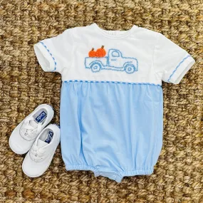 Pumpkin French Knot Boy's Bubble in Soft Knit Pumpkin French Knot Boy's Bubble in Soft Knit