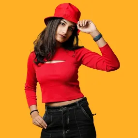 Ribbed Crop Top - Red Ribbed Crop Top - Red