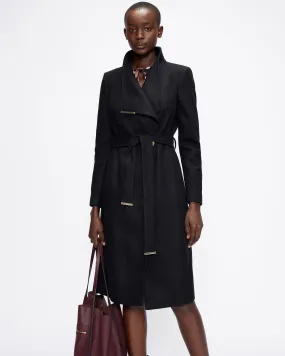 Rose Wool Wrap Coat Black Rose Wool Wrap Coat Black