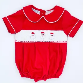 Santa Smocked Boys Bubble in red Santa Smocked Boys Bubble in red