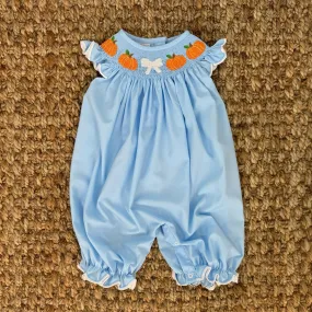 Smocked Pumpkin Bubble with Bow and Ruffle Sleeves Smocked Pumpkin Bubble with Bow and Ruffle Sleeves
