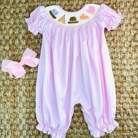 Smocked Thanksgiving Turkey Bubble in Pink Smocked Thanksgiving Turkey Bubble in Pink