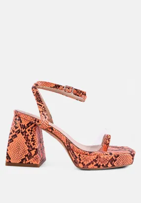 Such Flirt Snake Print Triangular Block Heel Sandals Such Flirt Snake Print Triangular Block Heel Sandals