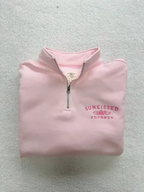 Tana Light Pink Quarter Zip Embroider Sunkissedcoconut Sweatshirt Tana Light Pink Quarter Zip Embroider Sunkissedcoconut Sweatshirt