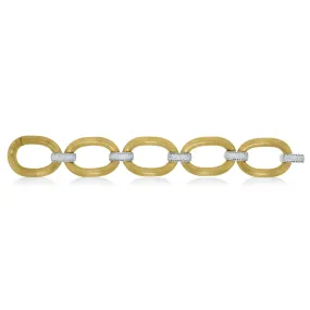 Textured Gold & Diamond Link Broad Bracelet (1.56 ct Diamonds) in Gold Textured Gold & Diamond Link Broad Bracelet (1.56 ct Diamonds) in Gold