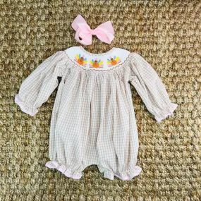 Turkey Smocked Gingham Bubble Turkey Smocked Gingham Bubble