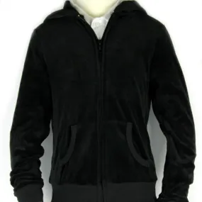 Velour Zip-Up Hooded Sweatshirt Youth Sizes Black Velour Zip-Up Hooded Sweatshirt Youth Sizes Black