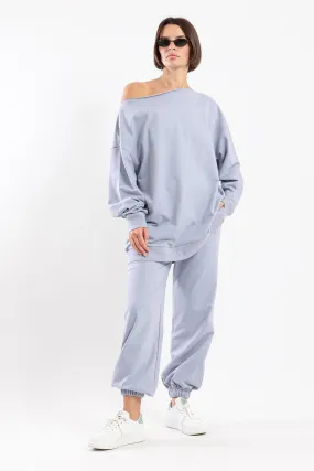 VERSATILE OFF SHOULDER SWEATER - GREY VERSATILE OFF SHOULDER SWEATER - GREY