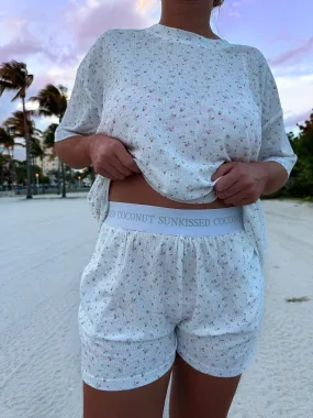 White Floral Pajama Shorts White Floral Pajama Shorts